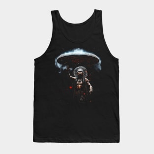 Trippy Native American UFO Alien Mushroom Meditation 4 Tank Top